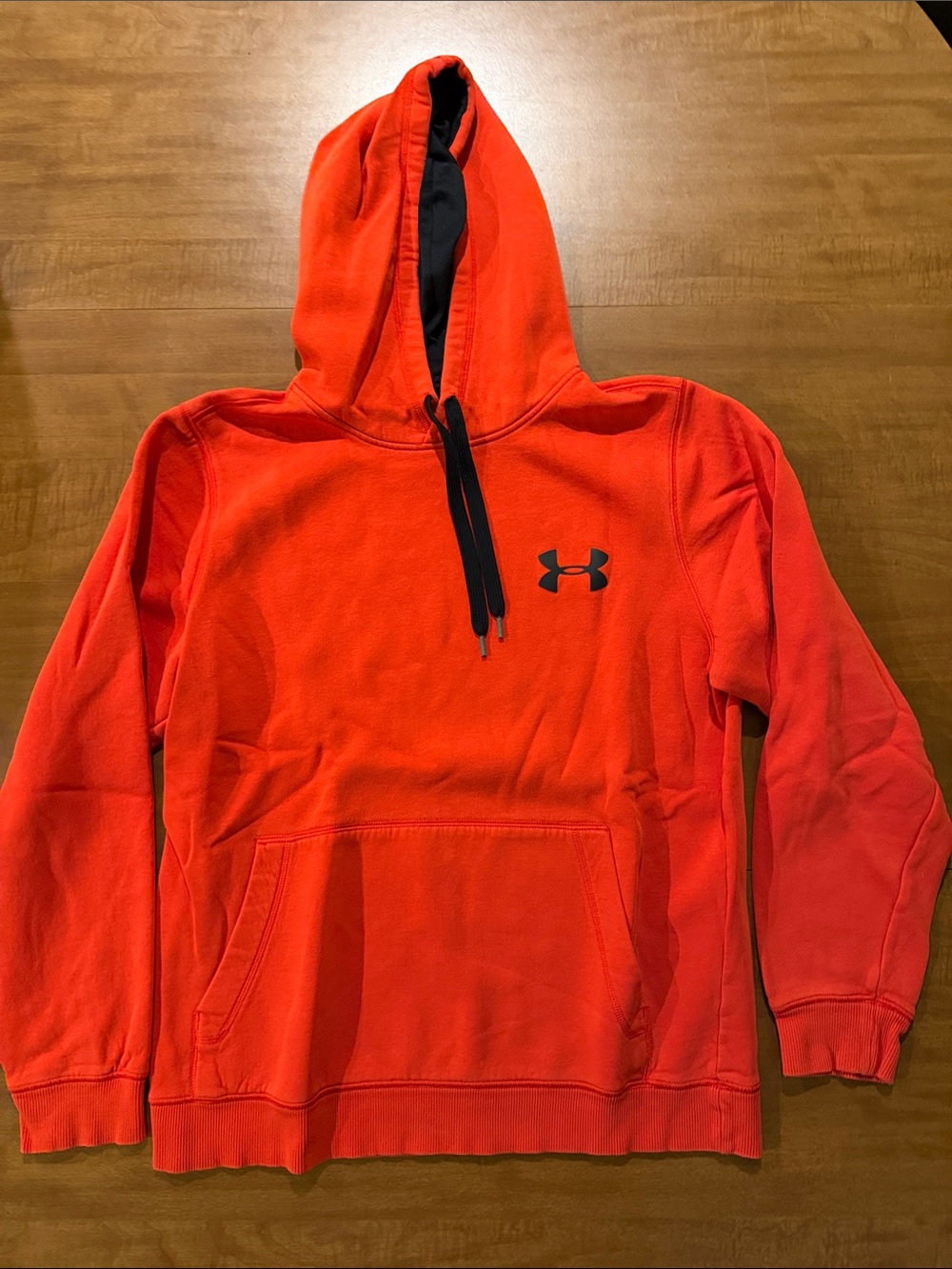 Under Armour Men's Bright Red Hooded Sweatshirt with Black Logo